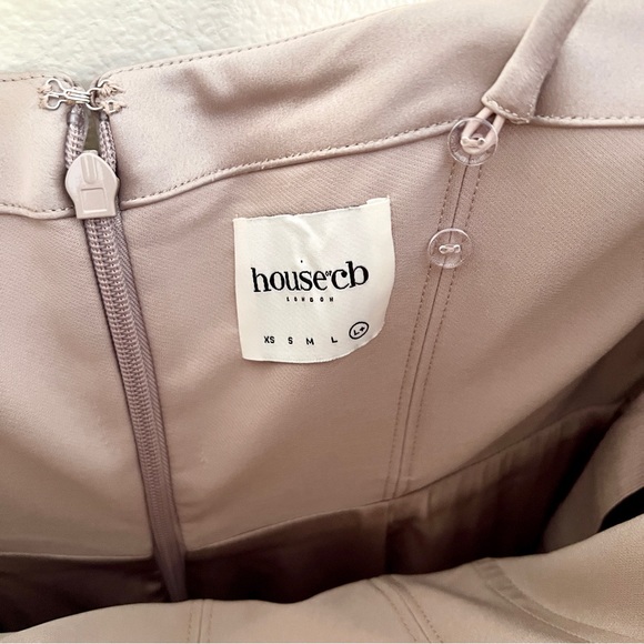 HOUSE OF CB Violette Mushroom Satin Fishtail Gown - Picture 7 of 11